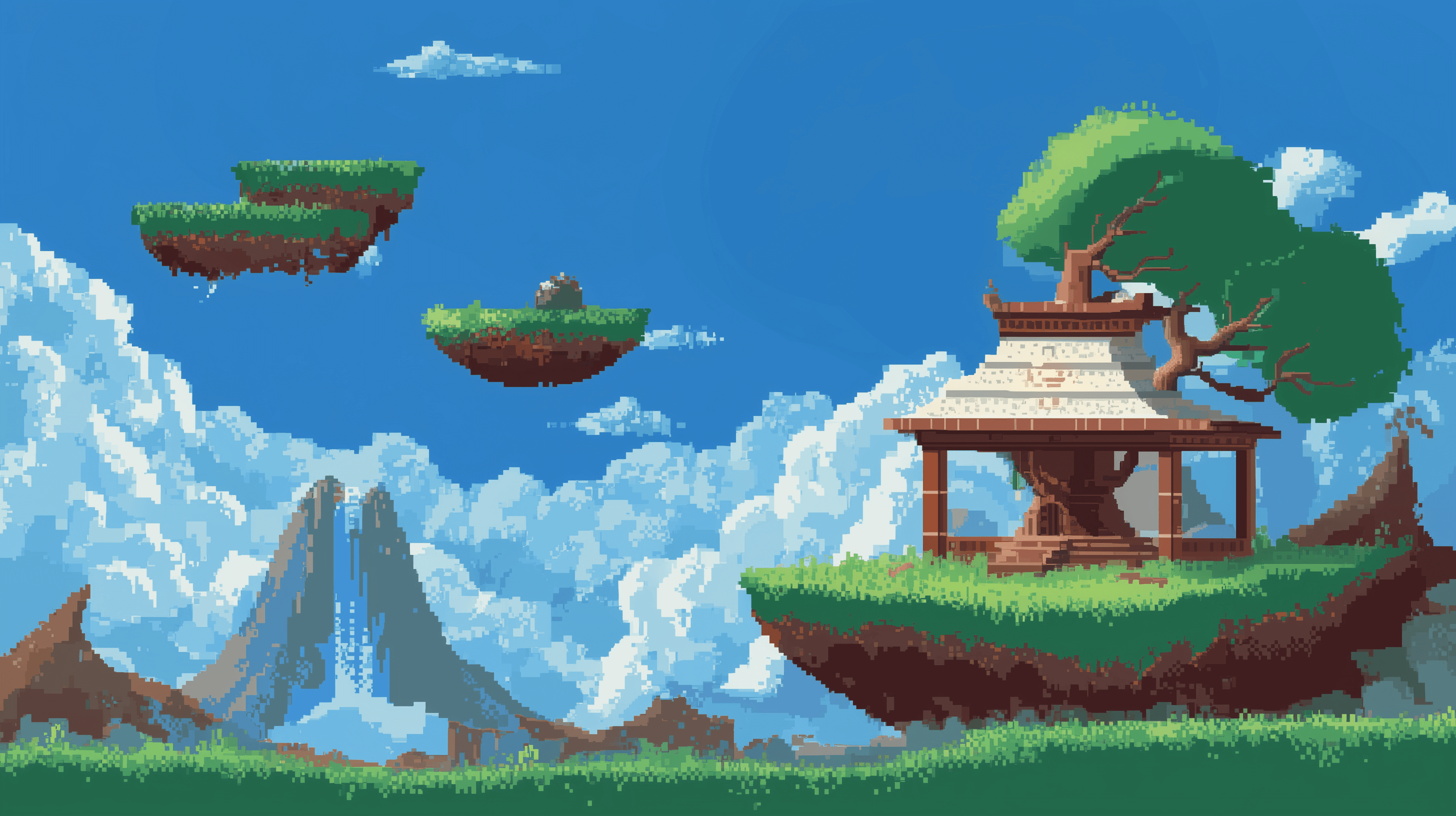 Futuristic floating islands background